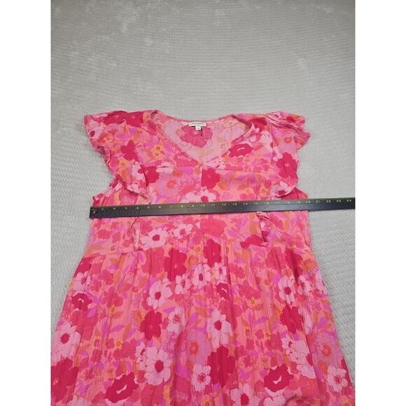 Andree By Unit Dress Womens 1X Floral Print Ruffled Vneck Tunic Dress - Picture 5 of 8